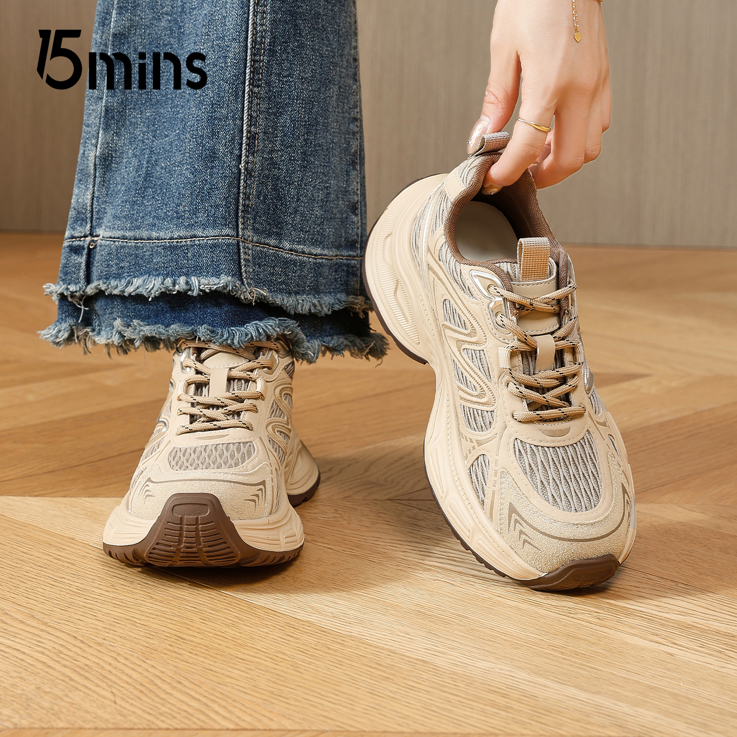 15mins厚底老爹鞋女款2025新款