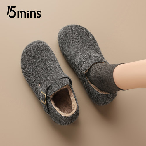 15mins复古加绒勃肯鞋女2025冬季