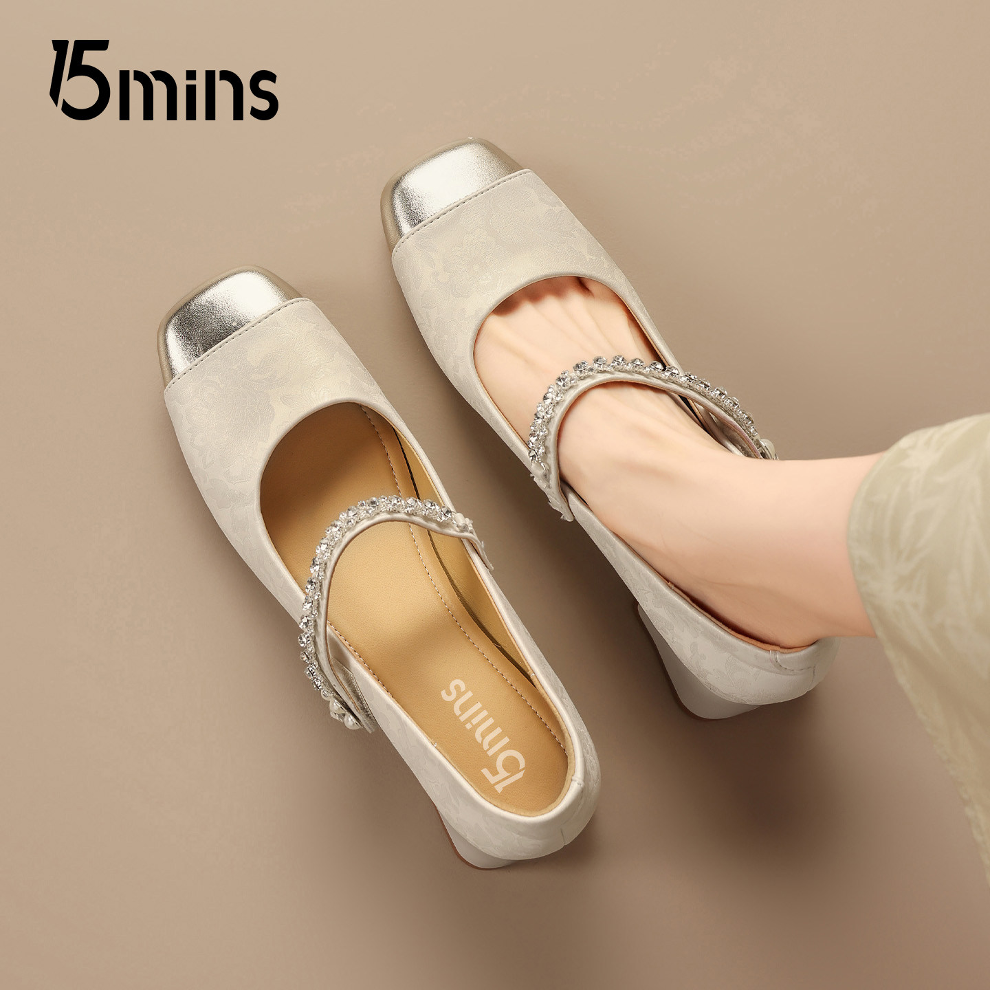 15mins方头玛丽珍鞋女2026春季新款新中式复古气质粗跟浅口单鞋子,女鞋,玛丽珍鞋,淘宝优惠券,粉丝福利购,淘宝优惠卷