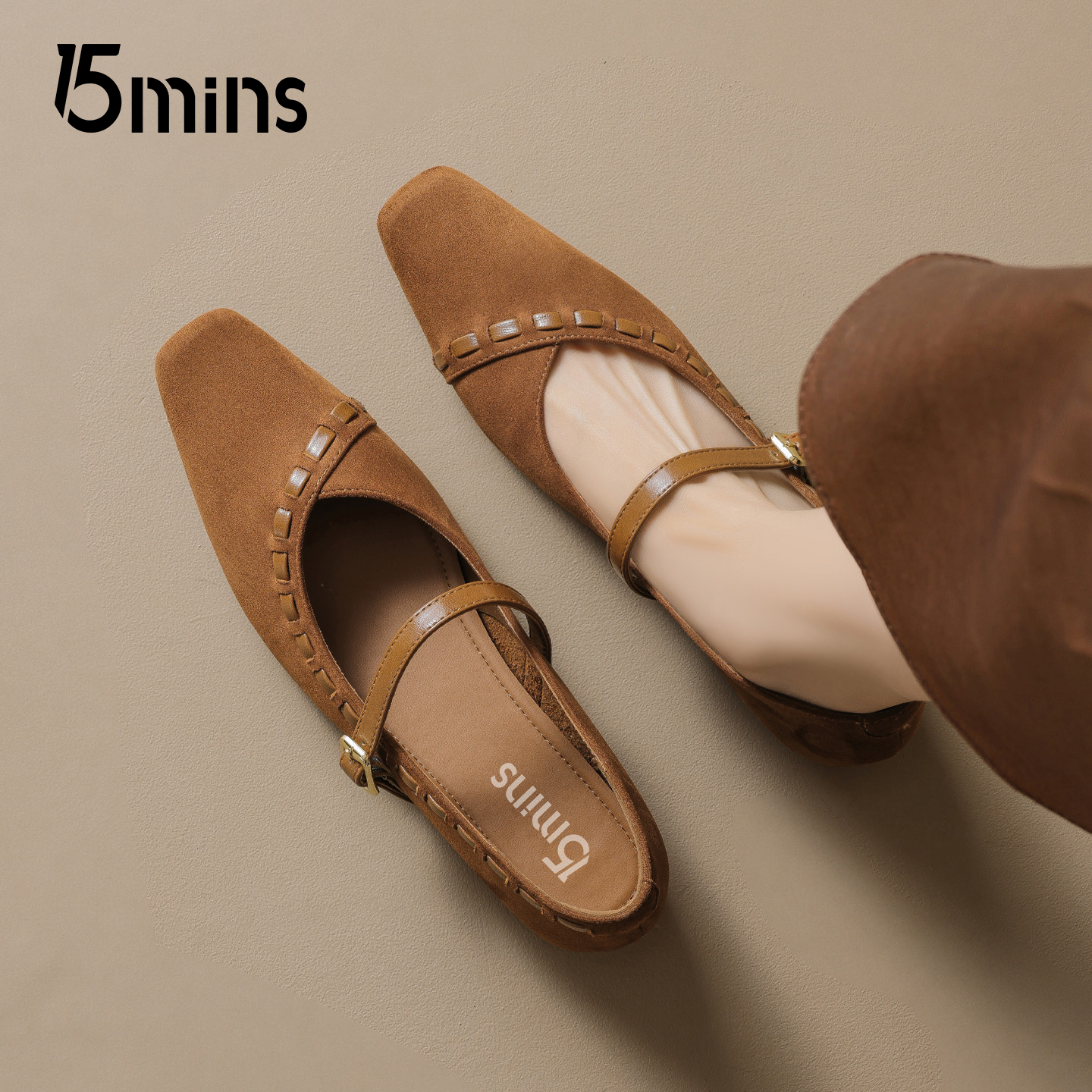 15mins法式气质方头玛丽珍鞋女20