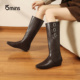 15mins长筒骑士靴女2025新款 秋冬加绒两穿长筒靴内增高切尔西靴子