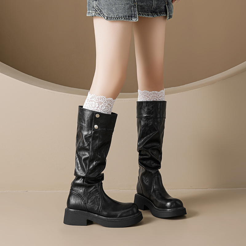 15mins厚底长筒靴西部骑士靴1