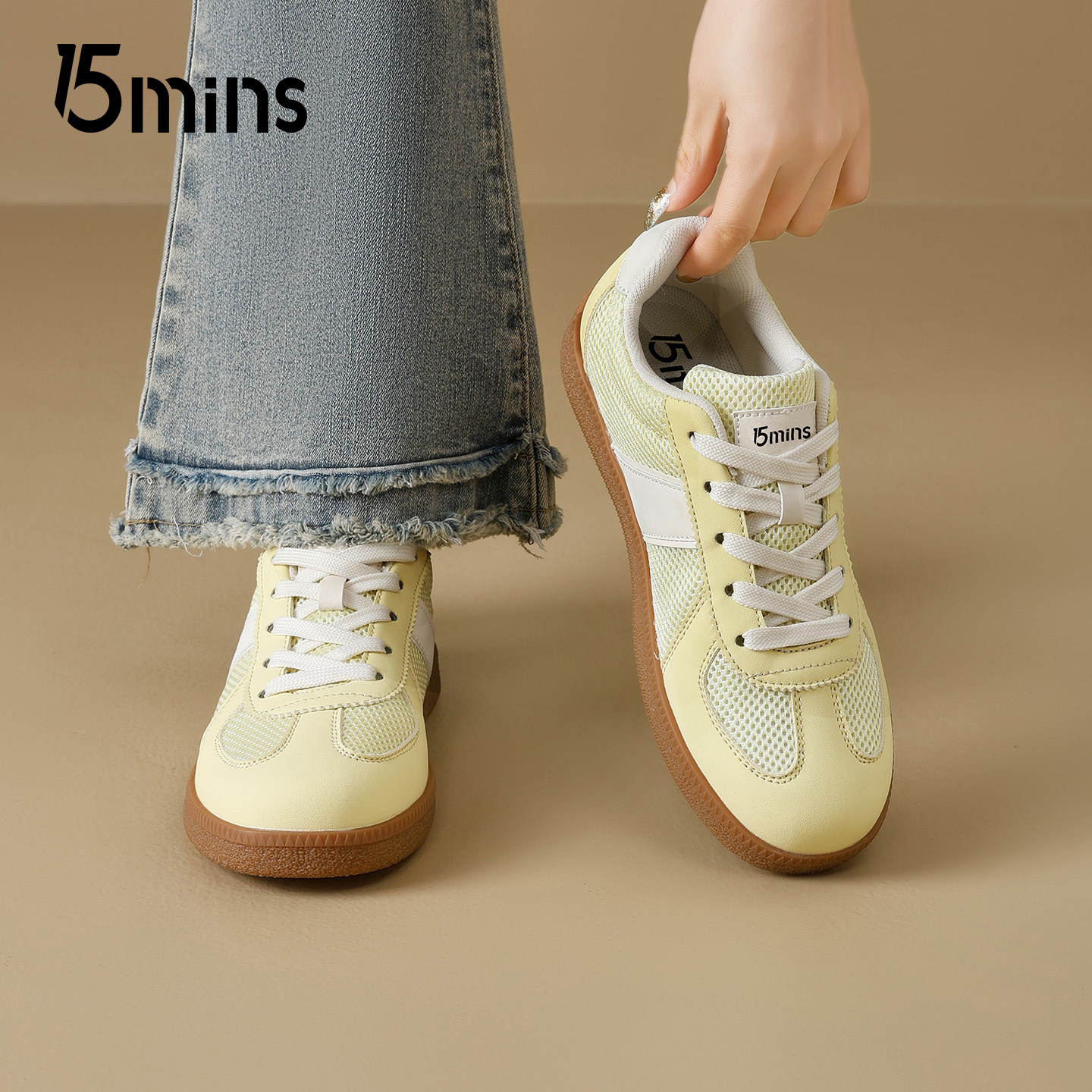 15mins复古德训鞋女2026新款春季厚底透气舒适百搭运动休闲板鞋,女鞋,德训鞋,淘宝优惠券,粉丝福利购,淘宝优惠卷