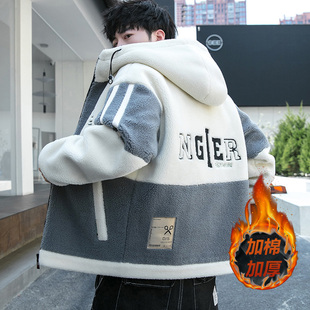 2025新款冬季羽绒服男潮牌青少年学生羊羔毛颗粒绒加厚保暖外套