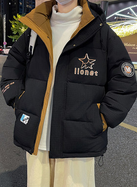 羽绒服男冬季潮牌宽松休闲加厚加绒外套连帽冬天保暖帅气防寒棉衣