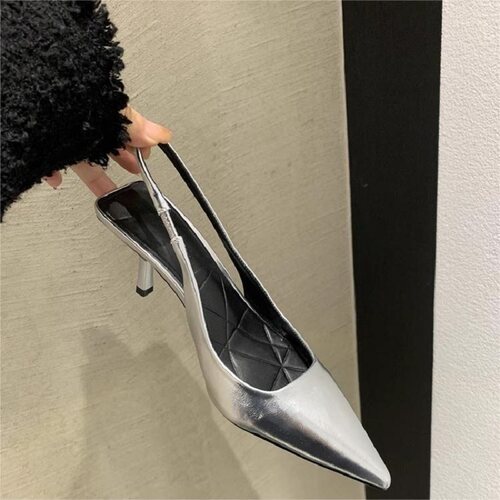 细跟后空尖头气质高跟鞋新款