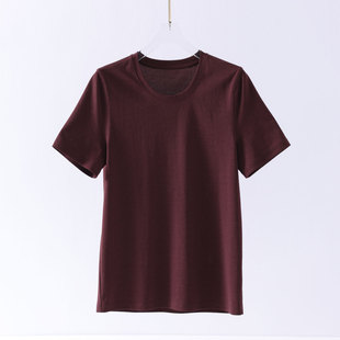 Gaopzhi桑蚕丝铜氨棉宽松圆领安可拉红短袖 休闲百搭体恤 T恤女夏季