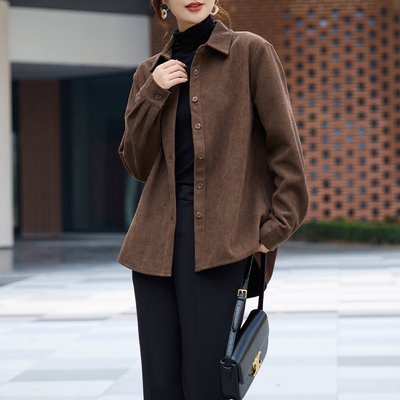 宽松通勤灯芯绒加绒加厚外套