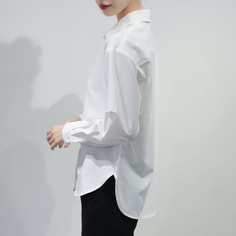 慵懒风弹力棉抗皱宽松长袖