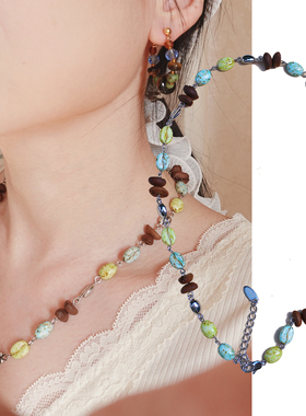 myzoo真咖啡豆吊坠毛衣链项链树脂复古文艺个性串珠暗黑系配饰女