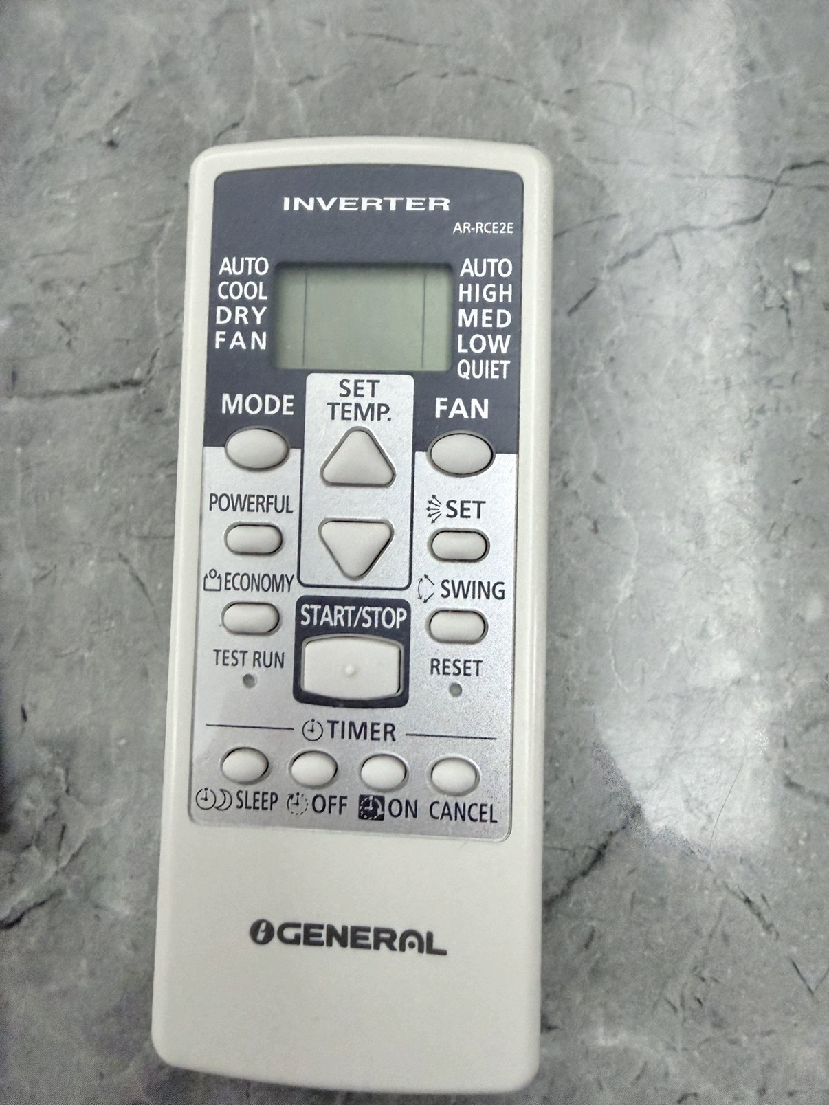 适用GENERAL富士通珍宝将军空调遥控器AR-RCE2E AR-RCD1C全新英文