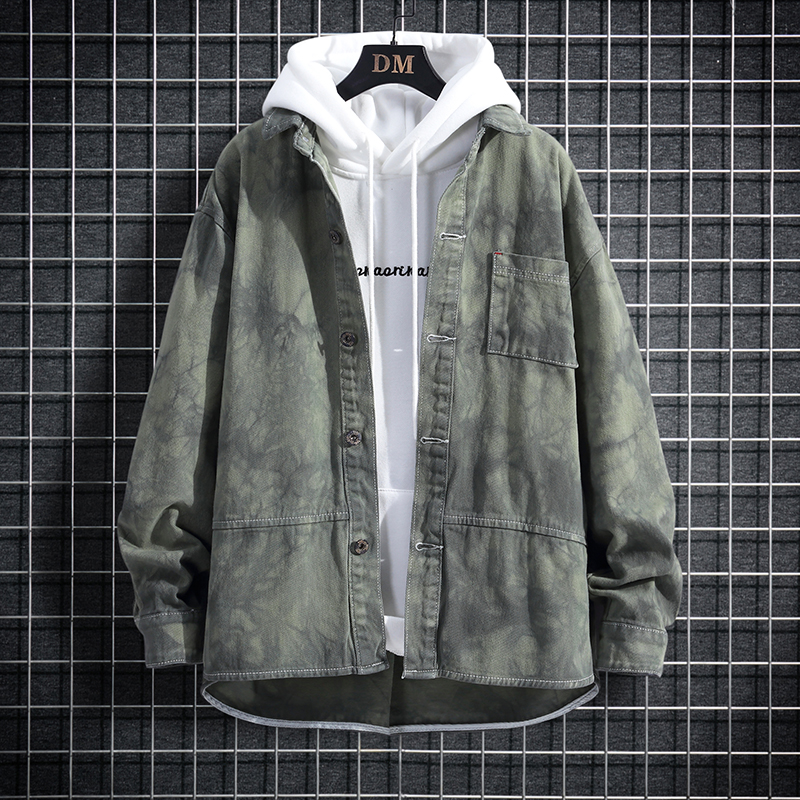 Model: 6683 mens trendy tie dyed denim jacket loose denim jacket denim jacket