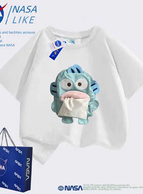 NASA童装小丑鱼抽纸衣服能放纸巾的T恤搞怪随身带纸亲子短袖上衣