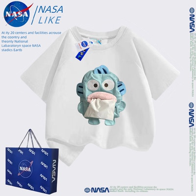 NASA童装小丑鱼抽纸衣服能放纸巾的T恤搞怪随身带纸亲子短袖上衣