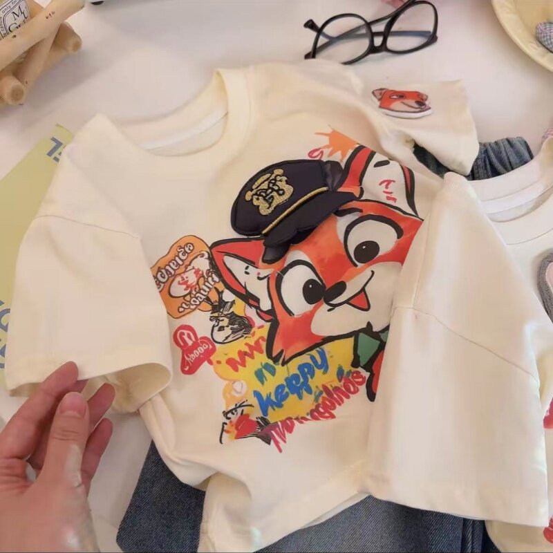 疯狂动物城儿童衣服朱迪尼克3d立体儿童装短袖t恤纯棉休闲上衣服T