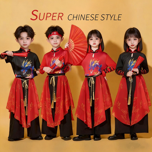 六一儿童中国风演出服走秀潮服女童爵士舞校园啦啦操班服打鼓服装