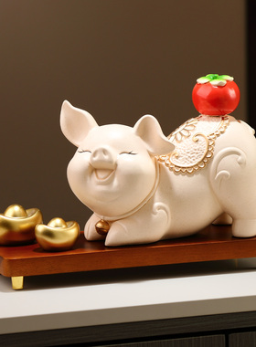柿柿如意诸事顺利小猪摆件