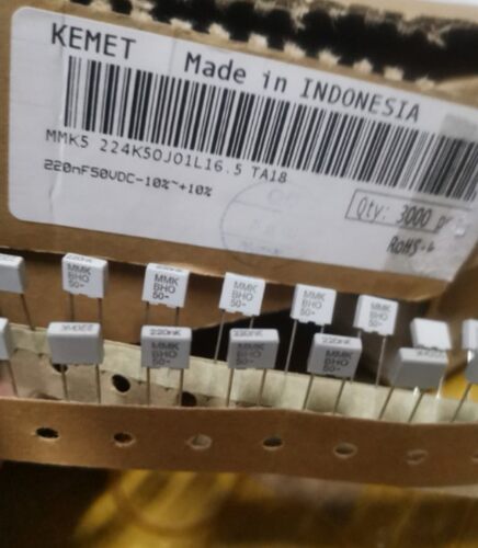 100只=25元EVOX MMK5 0.22uf50v,63V 220nf u22 224薄膜电容器5MM