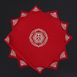 结婚手帕婚礼新娘女方陪嫁用品红色手绢龙凤双喜字小手巾喜帕方巾