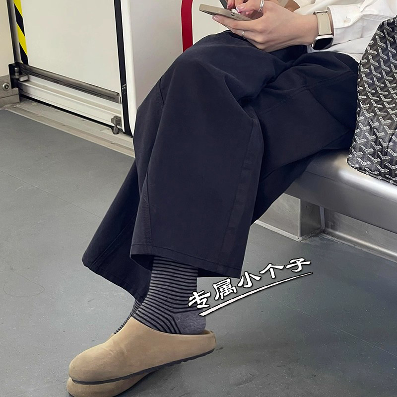 150藏青色天丝棉窄版阔腿裤女