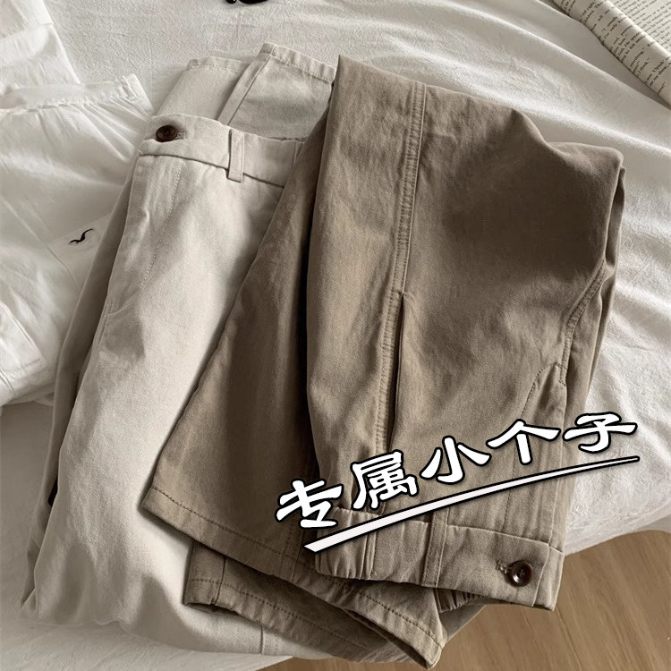 小个子显高日系天丝棉九分哈伦阔腿工装裤女春秋遮胯萝卜奶奶裤xs