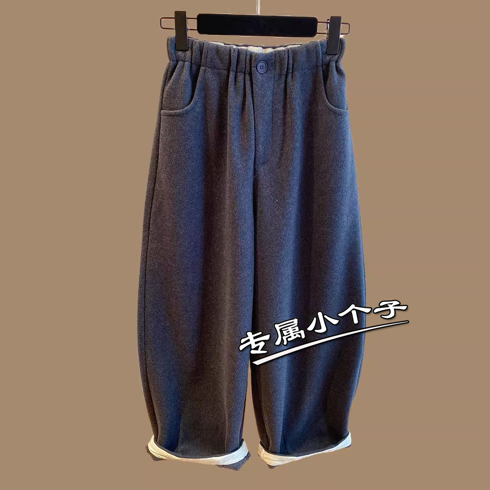 九分小个子加厚保暖毛呢阔腿裤女
