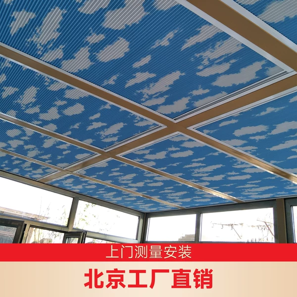 厂家批发手电动阳光房蜂巢顶帘天窗玻璃房遮阳隔热百叶窗帘智能