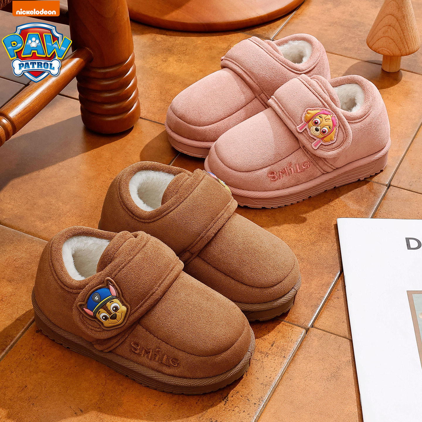 汪汪队儿童棉鞋冬季2025新款女童加绒家居保暖男童包根棉拖鞋可爱