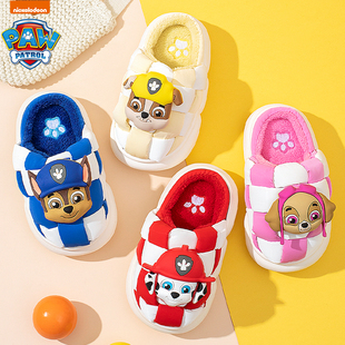 汪汪队冬季新款儿童棉拖鞋男童加绒保暖女孩室内防滑宝宝卡通毛拖