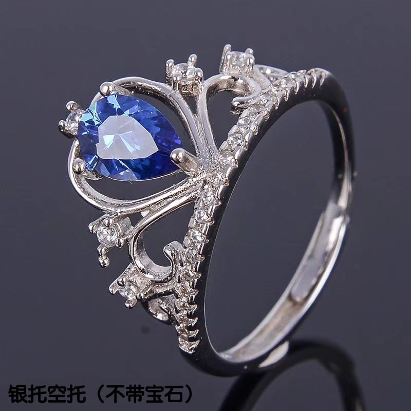 925´¿Òø»Ê¹Ú½äÖ¸¿ÕÍÐ Ë®µÎ4*6 5*7mm »î¿ÚÅ®½ä Ïâôä´ä±ÌçôÔ¹âʯ