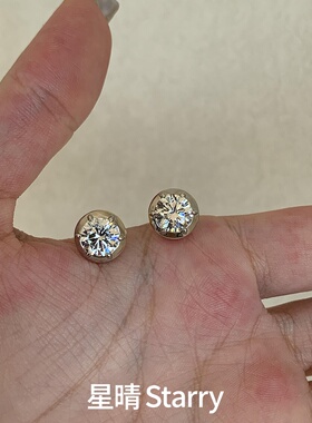 金瓯圆珀镶钻锆石百搭圆包耳钉