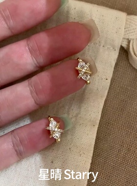 金色缠绕扭纹马眼钻耳扣轻奢耳饰
