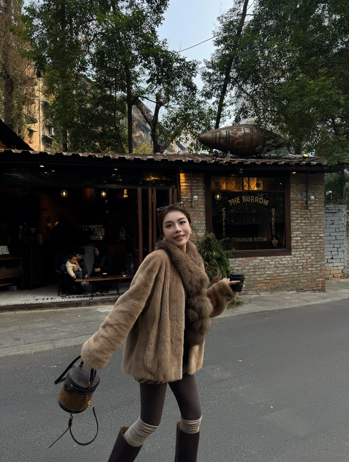 晚风絮语仿水貂V领宽松毛毛外套