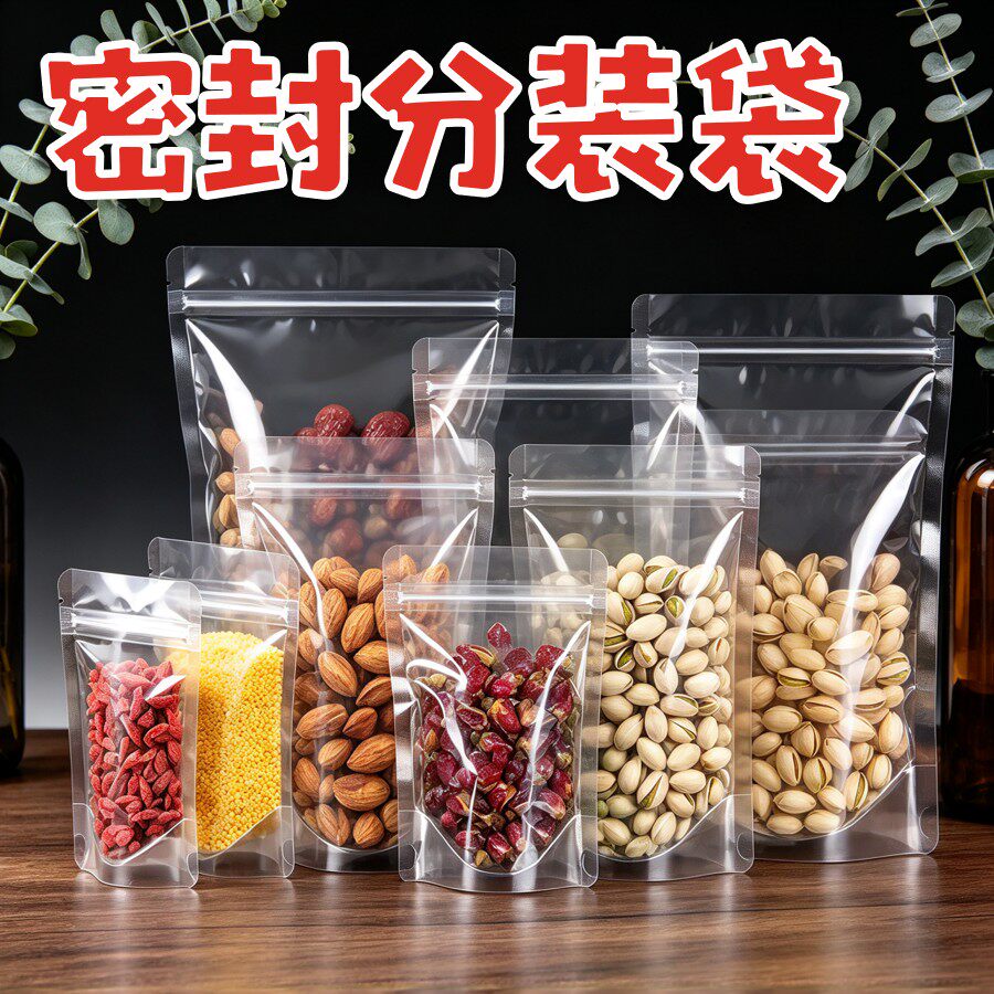 高清透明自立拉链袋自封密封防潮保鲜高透尺寸齐全多规格可选印刷
