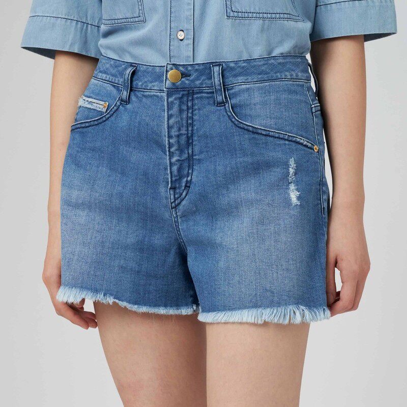 klee k2021夏季新品 酵洗蓝环保棉经典牛仔短裤 k0211pa32