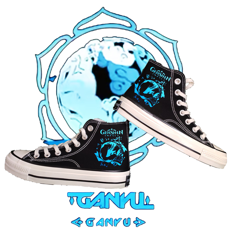 原神联名鞋子动漫周边运动鞋甘雨印象二次元鞋子高帮帆布鞋板鞋子