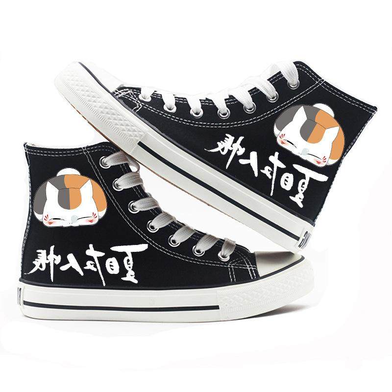 夏目友人帐猫咪老师周边抖音同款鞋子男超火帆布鞋涂鸦卡通动漫鞋