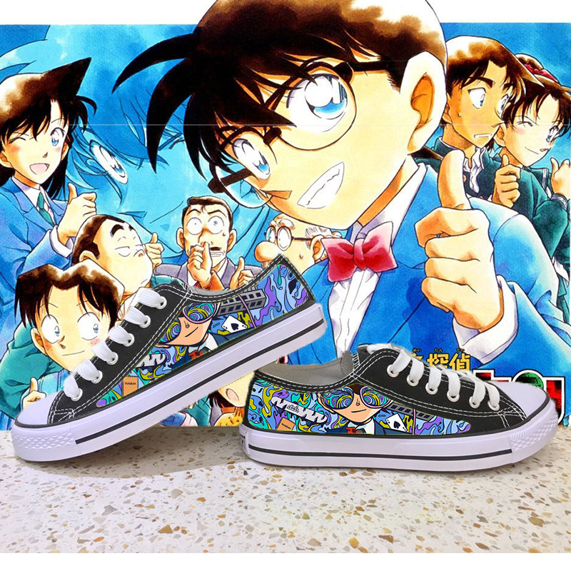 名侦探柯南同款鞋子工藤新一帆布鞋足球鞋学生运动鞋踢力增强鞋子