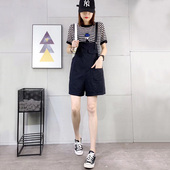 吊带连体裤 减龄背带短裤 子 宽松韩版 可爱小个子显瘦薄款 女夏季 薄款