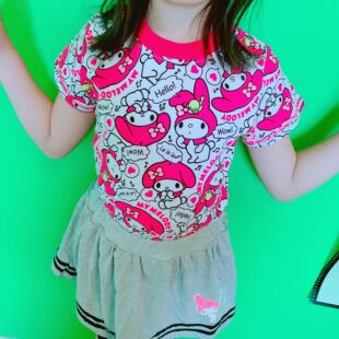 包邮 满印tee恤T恤女童装 夏装 短袖 女孩中小童 日本出口原单melody