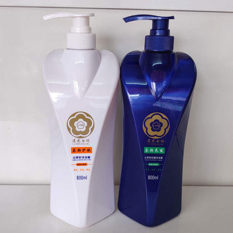 莲花白玛山茶籽洗发水沐浴露平远五指石去屑茶籽茶麸套装800ml瓶