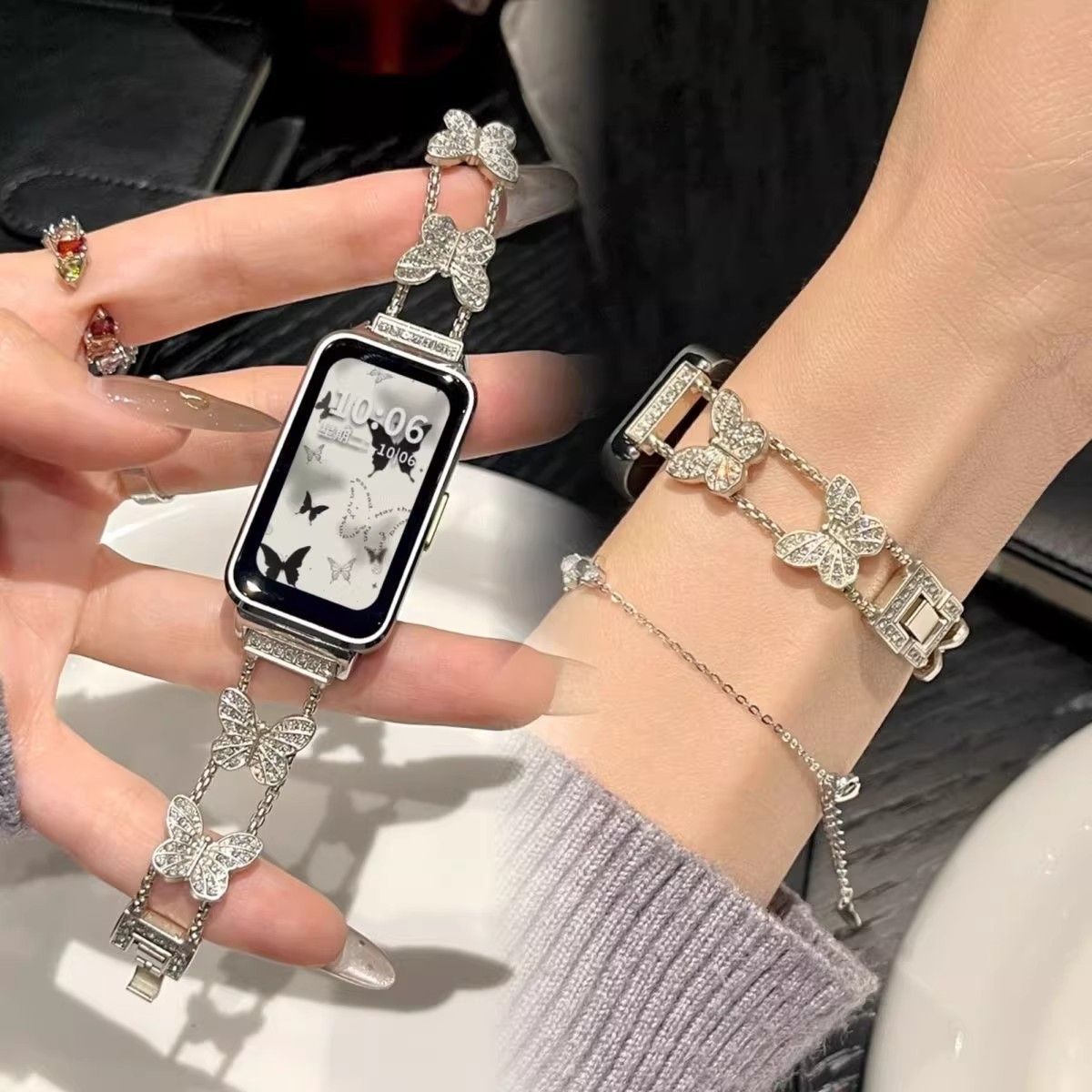 适用华为手环11pro蝴蝶表带荣耀手环11红米苹果watchS11金属手链