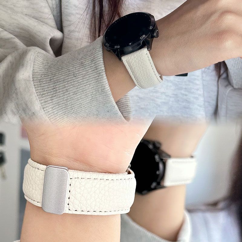 适用荣耀亲选Rossini 2iHaylou Watch手表疯马皮荔枝纹磁吸扣表带