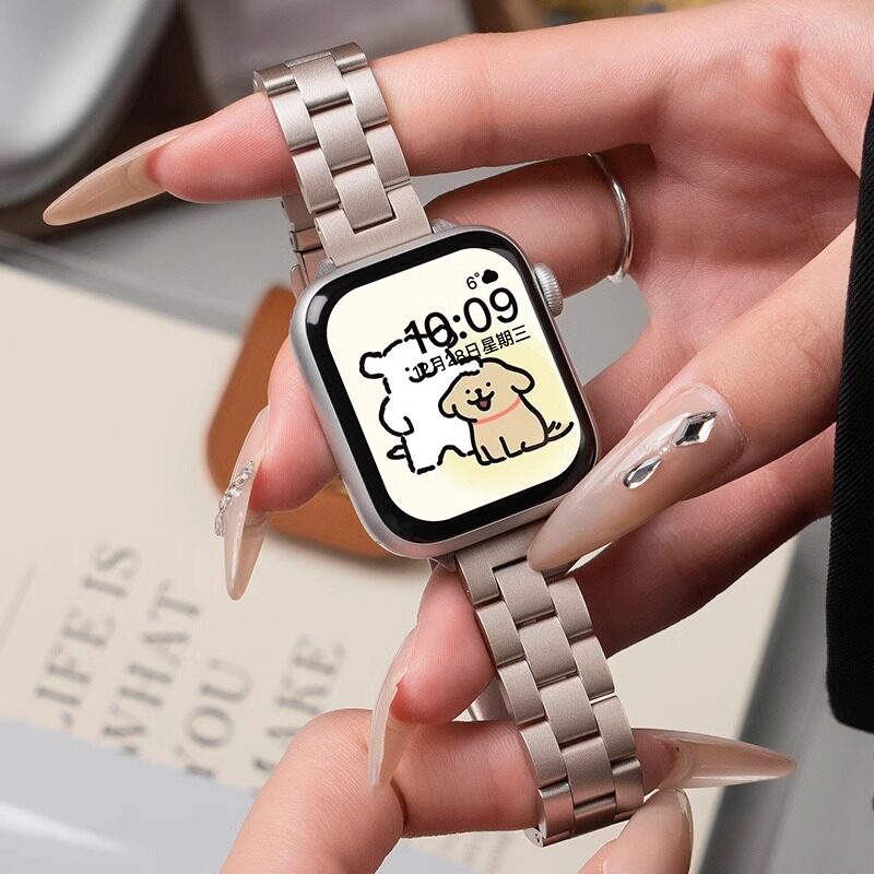 适用Apple watch表带S9小蛮腰金属不锈钢表带iwatch8/7/6/SE2代
