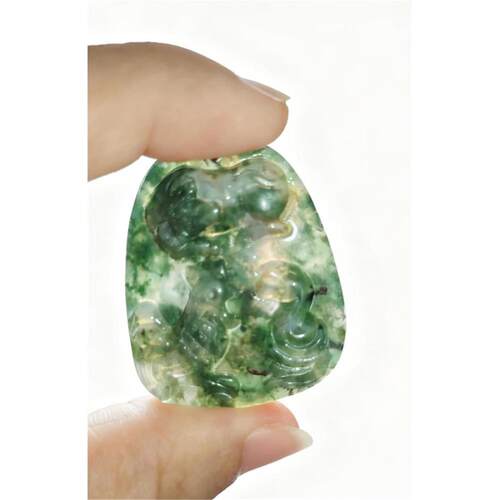 天然印度七彩玛瑙玉生肖牛鸡蛇三合牌吊坠挂饰本命年开运项链12