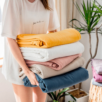 无印针织棉纯色单件裸睡纯棉被套