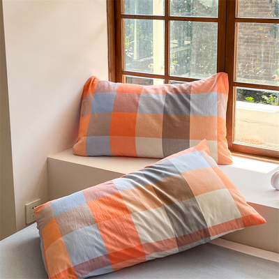 2024新款A类全棉色织水洗棉单枕套48x74cm枕头套纯棉家用一对装