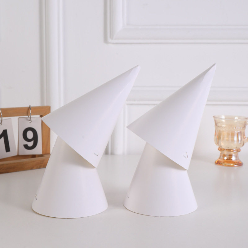 纯白色圆锥帽卡纸帽子diy手工生日帽儿童幼儿园涂鸦空白蛋糕帽