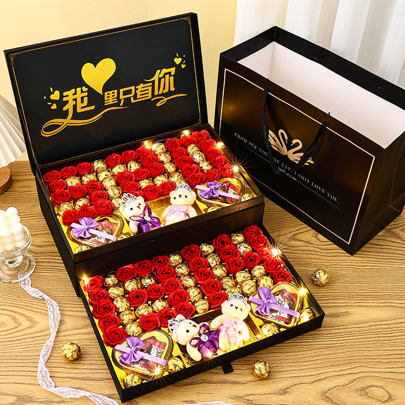 高档德芙巧克力礼盒装糖果送女朋友女生老婆表白爱心生日礼物零食