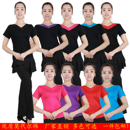 包邮春夏莫代尔短袖广场舞蹈上衣